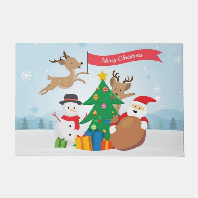 Paillasson Noël du Père Noël et des amis (Devant)