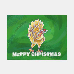 Paillasson Noël Du Poulet Sur Vert