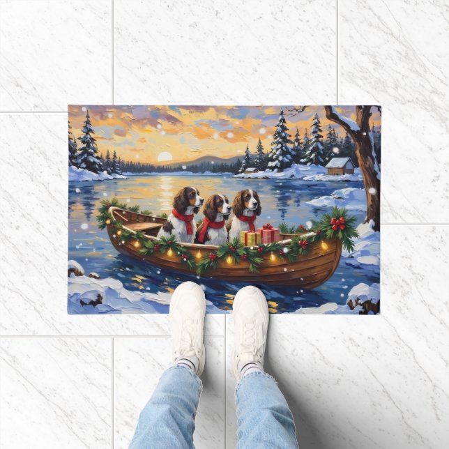 Paillasson Noël en bateau avec un Springer Spaniel (Intérieur)