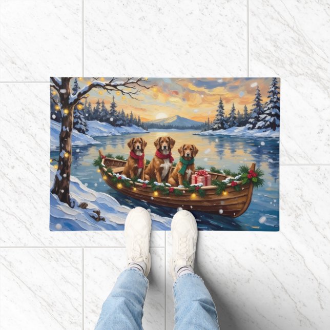 Paillasson Noël en bateau avec un Vizsla (Intérieur)
