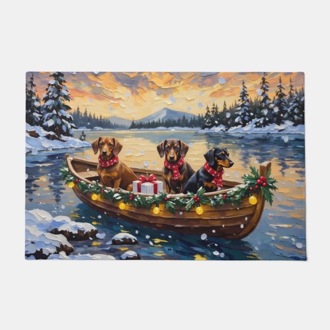 Paillasson Noël en bateau pour teckel (Devant)