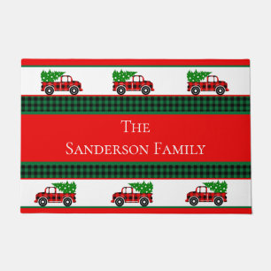 Paillasson Noël Rouge Camion Chef Green Buffalo Plaid