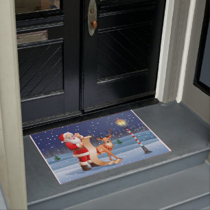 Paillasson Noël Santa Claus Reindeer mignon hiver