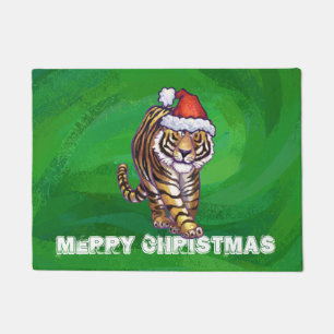 Paillasson Noël Tigre Sur Vert