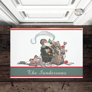 Paillasson Noël traditionnel Vintage Père Noël Nom de famille