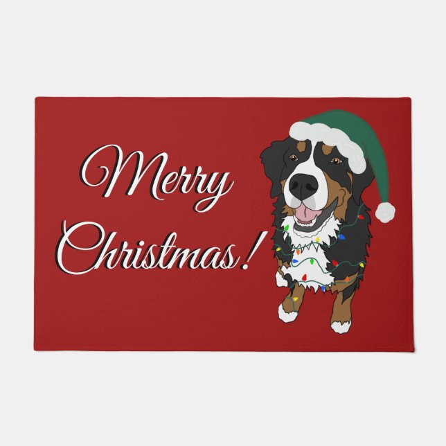 Paillasson Noël Vacances Bernese Mountain Dog (Devant)