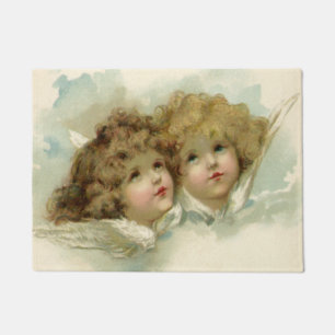Paillasson Noël vintage, Anges victoriens dans les nuages