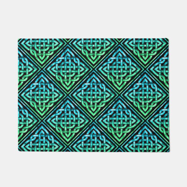 Paillasson Noeud celtique - Bleu diamant Vert (Devant)