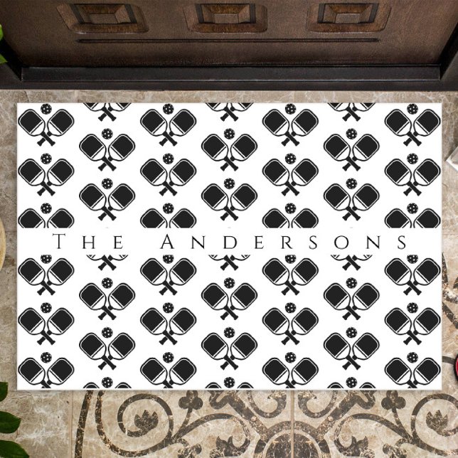 Paillasson Noir & Blanc | Pickleballs & Paddles (Créateur téléchargé)