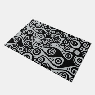 Paillasson Noir de flammes et de cercles de tatouage + votre