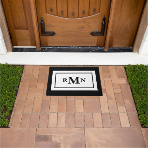 Paillasson Noir et blanc minimal moderne Monogramme