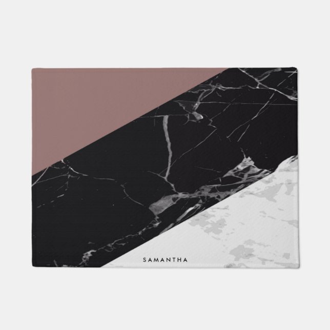 Paillasson Noir et Marbre blanc (Devant)