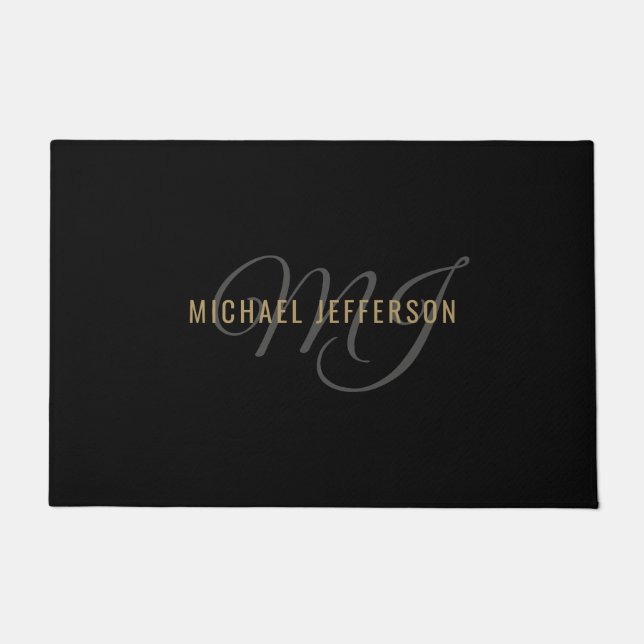 Paillasson  Noir et or - Personnalisé (Devant)