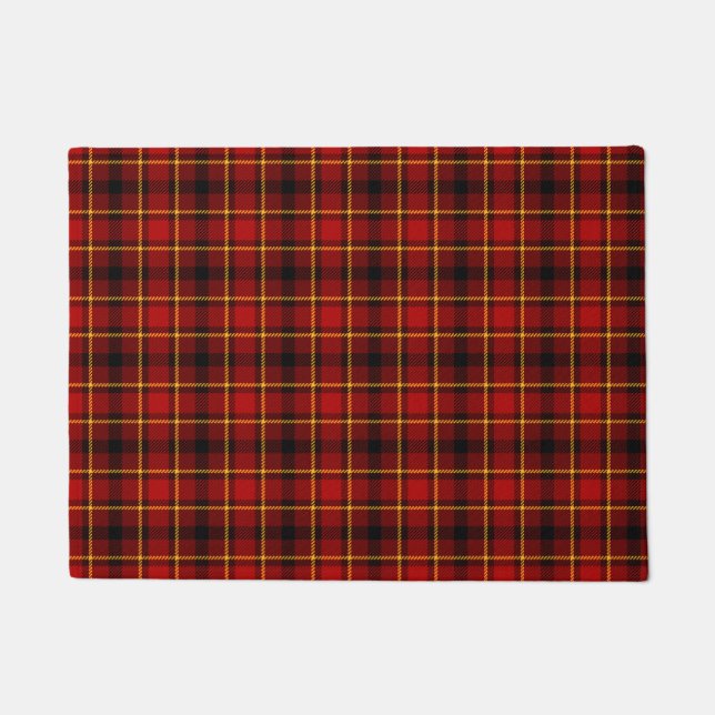 Paillasson Noir Rouge Tartan Plaid Design Noël (Devant)
