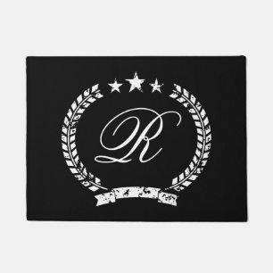 Paillasson Noir vintage fait sur commande de monogramme de
