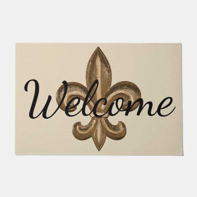 Paillasson Nola Gold Fleur de Lis Welcome (Devant)