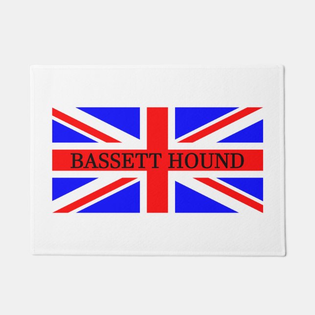 Paillasson nom basset hound sur drapeau (Devant)