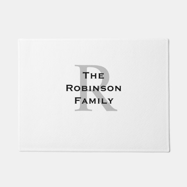 Paillasson Nom blanc et noir Monogramme (Devant)