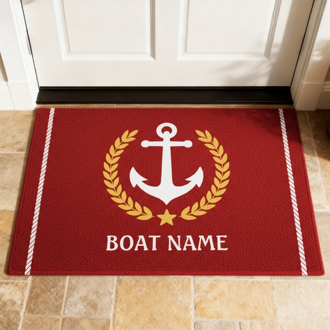 Paillasson Nom de bateau étoile laurier or thème nautique d'a (Créateur téléchargé)