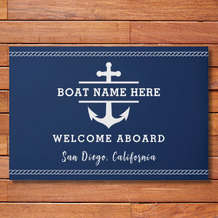 Paillasson Nom de bateau nautique personnalisé Bienvenue à bo