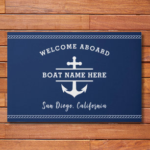 Paillasson Nom de bateau nautique personnalisé Bienvenue à bo