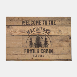 Paillasson Nom de famille Cabine Rustic Wood Welcome