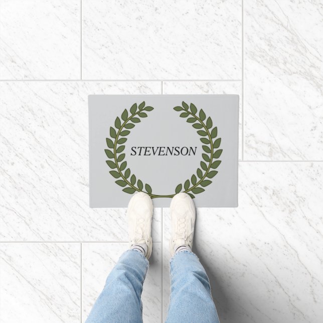 Paillasson Nom de famille classique Green Laurel (Intérieur)