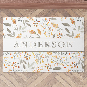 Paillasson Nom de famille de feuillage aquarelle automnale fe