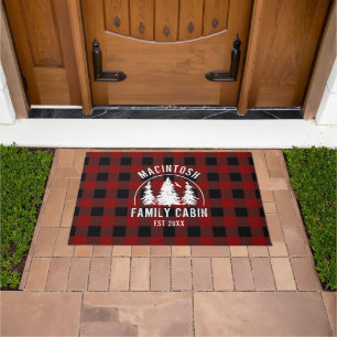 Paillasson Nom de famille du cabine Red Buffalo Plaid