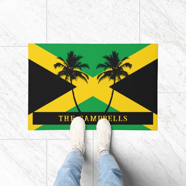 Paillasson Nom de famille du drapeau jamaïcain (Intérieur)