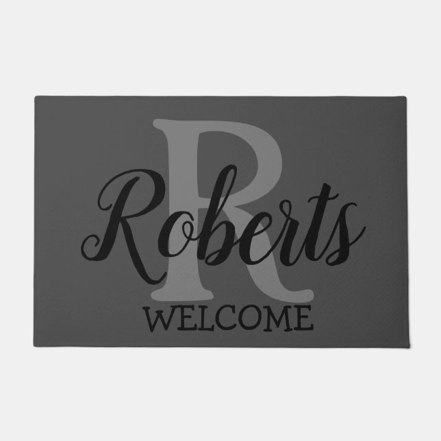 Paillasson Nom de famille élégant Monogramme (Devant)