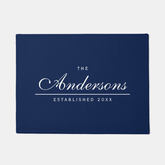 Paillasson Nom de famille établi par couleur Editable (Devant)