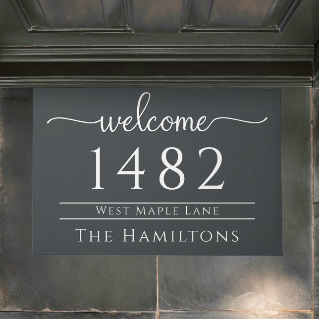 Paillasson nom de famille gris charbon adresse personnalisée (Créateur téléchargé)