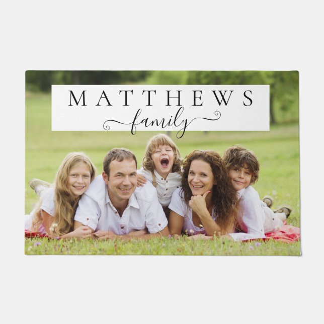 Paillasson Nom de famille personnalisé Nom de famille Photo p (Devant)