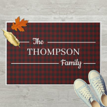 Nom de famille Plaid rouge et noir Welcome
