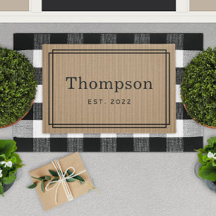 Paillasson Nom de famille Tan personnalisé Monogramme