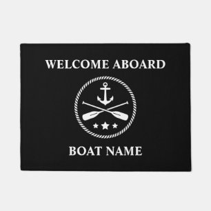 Paillasson Nom du bateau Ancre nautique avec aviron Bienvenue