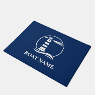 Paillasson Nom du bateau Clair Nautical Lighthouse Navy Blue