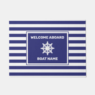 Paillasson Nom du bateau nautique Marine Blue Stried Design D