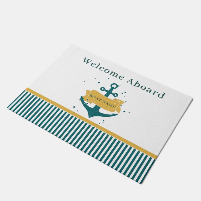 Paillasson Nom du bateau nautique Personnalisé (Incliné)
