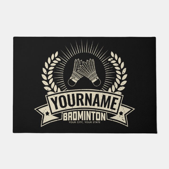 Paillasson Nom du joueur de badminton personnalisé Racquet Sp (Devant)