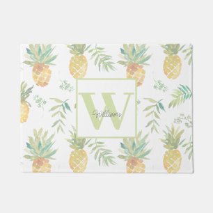 Paillasson Nom du monogramme de l'ananas tropical