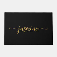 Nom en écriture manuscrite girly simple noir or mo