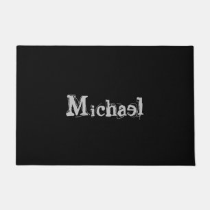 Paillasson Nom monogramme moderne minimaliste noir blanc