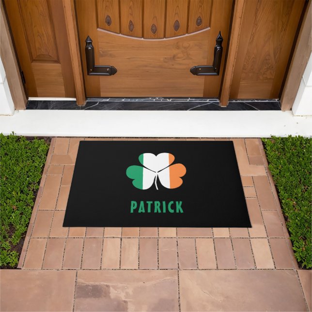 Paillasson Nom personnalisé Celtic Irlande Shamrock Drapeau i (De plein air)