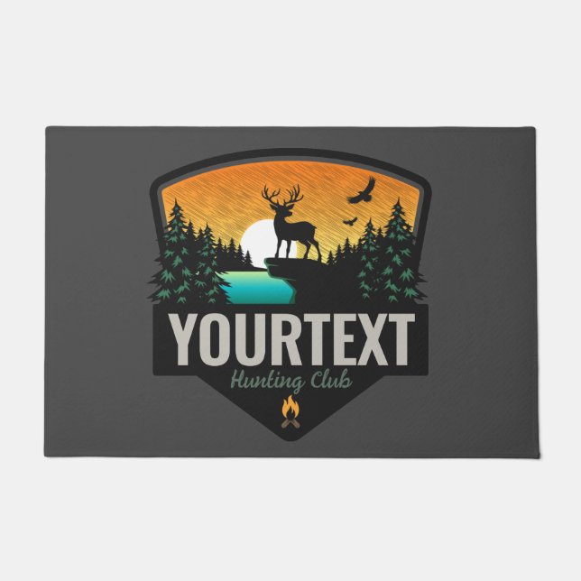 Paillasson NOM personnalisé Chasse aux wapitis Coucher de sol (Devant)