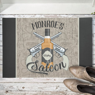 Paillasson Nom personnalisé Cowboy Revolver Gun Whiskey Salob