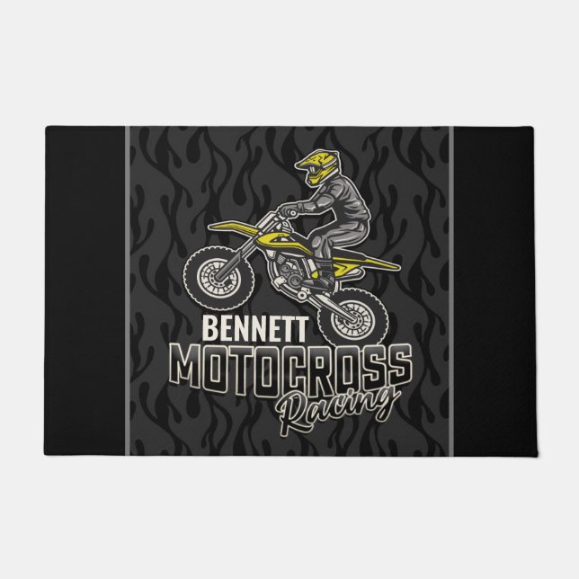 Paillasson Nom personnalisé Dirt Vélo Rider Motocross Racing (Devant)