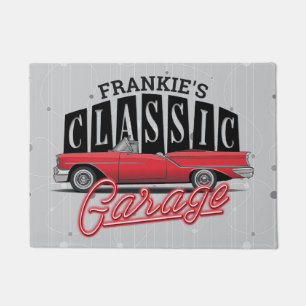 Paillasson Nom personnalisé Faux Neon Garage de voiture class