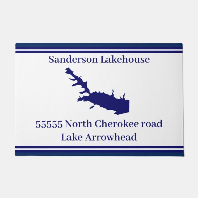 Paillasson Nom personnalisé Lac Arrowhead Carte Marine Blue D (Devant)
